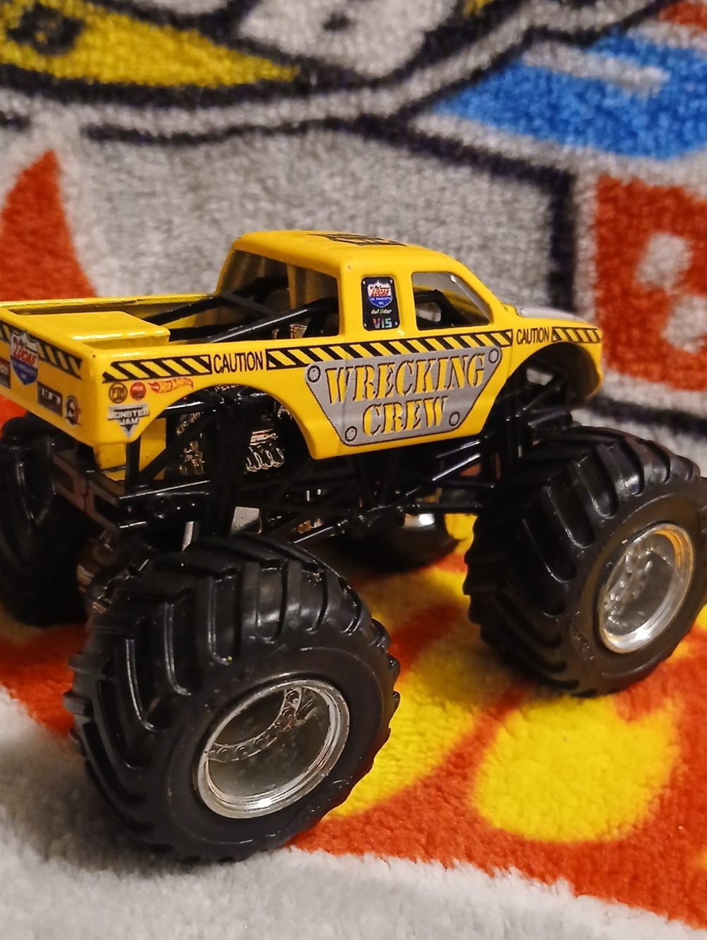 Wrecking Crew Yellow Hot Wheels Monster Truck Toy - Slightly Used